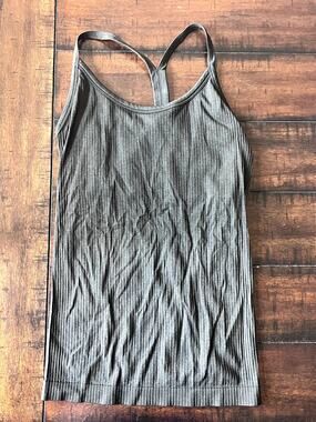 Lululemon Ebb to Street Tank Black Ribbed Built-In Bra Large